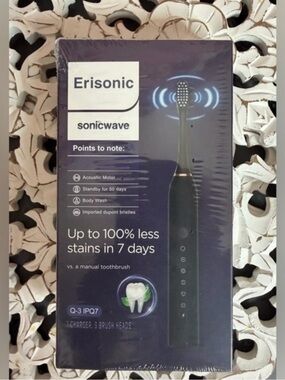 Sonicwave Black Electric Toothbrush - Sonic Cleaning
